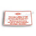 sticker knecht micro-star op luchtfilterhuis r69s 13721250314/S