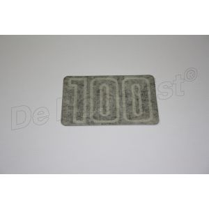 sticker 100 zilver op zadel <font color=