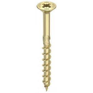 Heco-Topix-Plus spaanplaatschroef 5,0x90 mm platverzonken kop met freesholtes Pozi-Drive PZD 2 deeldraad verzinkt geel A3L 200 stuks VARIANTA verpakking - A50802968 - afbeelding 1