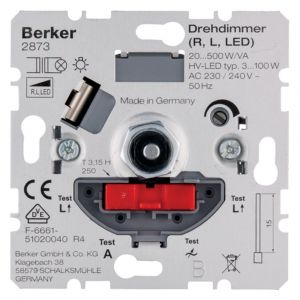Berker dimmer element inbouw LED 3-100 W/20-500 W universeel druk-wissel - H50401306 - afbeelding 1