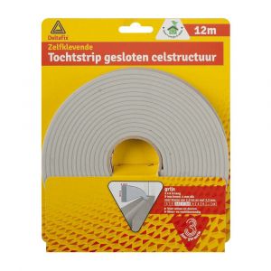 Deltafix tochtstrip zelfklevend gesloten celstructuur grijs 12 m x 9x4 mm - H21904157 - afbeelding 1