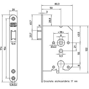 Nemef cilinderloopslot PC-uitsparing 1269/37-50 DR draairichting 2+4 bulk per 10 - Y19500757 - afbeelding 2