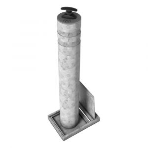 SecuPost telescopische anti ramzuil hand bediend rond 101 mm gegalvaniseerd Heavy Duty geen reflectie strepen - H50750348 - afbeelding 1
