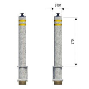 SecuPost anti rampaal verwijderbaar rond 101 mm gegalvaniseerd Heavy Duty met reflectie strepen - H50750353 - afbeelding 2