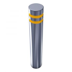 SecuPost statische anti ram zuil rond 114 mm inbouw Heavy Duty RVS 304 6 mm met reflectie strepen rood-geel-wit - A50750206 - afbeelding 1