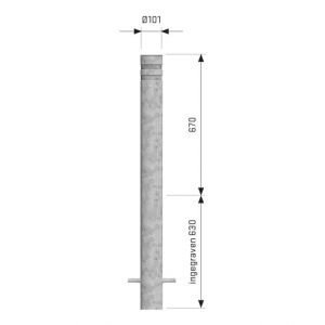 SecuPost statische anti ramzuil rond 101 mm inbouw Heavy Duty staal gegalvaniseerd 5 mm zonder reflectie strepen - H50750209 - afbeelding 2