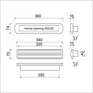 Ami EP 975 Climate Comfort briefplaat-tochtklep met schacht aluminium Archi Design Irox deurdikte 53-57 mm - A10900040 - afbeelding 2
