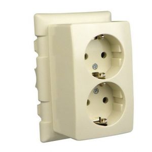 Attema 2183 deksel en wandcontactdoos 2 V met randaarde wit - A51270122 - afbeelding 2