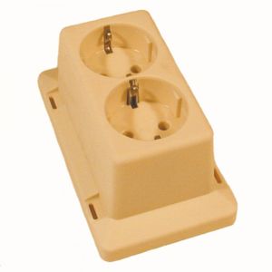 ABB 3611W2 lasdoos deksel en wandcontactdoos 2V met randaarde creme - Y51270118 - afbeelding 1
