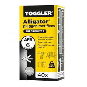 Toggler AF6-40 Alligator plug met flens AF6 diameter 6 mm doos 40 stuks wanddikte > 9,5 mm - A32650054 - afbeelding 1