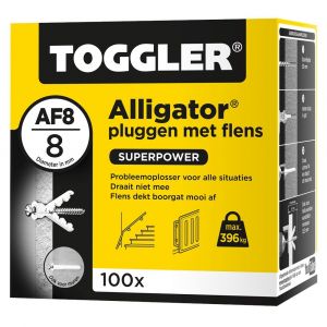 Toggler AF8-100 Alligator plug met flens AF8 diameter 8 mm doos 100 stuks wanddikte > 12,5 mm - A32650060 - afbeelding 1