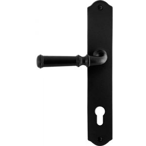 GPF bouwbeslag GPF6220.60L/R smeedijzer zwart Meri deurkruk gatdeel op schild PC 85 mm 238x41x4 mm - H21010396 - afbeelding 1