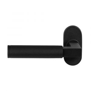 GPF bouwbeslag GPF8213.04L Kuri deurkruk gatdeel op ovale rozet zwart 70x32x10 mm linkswijzend - H21010249 - afbeelding 1