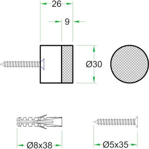 Artitec deurbuffer wandmontage diameter 30x26 mm RVS mat - A23000682 - afbeelding 2