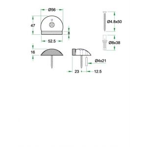 Artitec deurbuffer vloermontage diameter 56x47 mm RVS mat - A23000685 - afbeelding 2