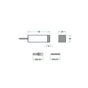 Artitec deurbuffer wandmontage vierkant 25x25x78 mm RVS mat - A23000681 - afbeelding 2