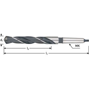 Rotec 170 HSS-R MK spiraalboor morsekonus Silver-Line DIN 345 type N 12,5 mm - Y50902407 - afbeelding 2