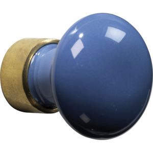 Wallebroek Merigous 80.8018.90 meubelknop porselein Paddenstoel 30 mm messing gepolijst ongelakt-blauw - A25006111 - afbeelding 1