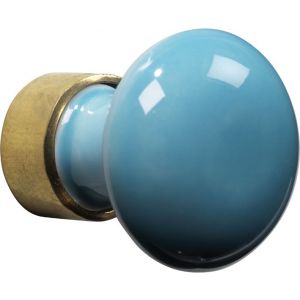 Wallebroek Merigous 80.8090.90 meubelknop porselein Paddenstoel 30 mm messing gepolijst ongelakt-turquoise - Y32106579 - afbeelding 1