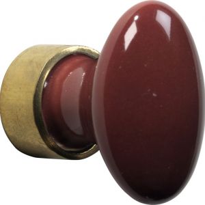 Wallebroek Merigous 80.8174.90 meubelknop porselein Ovaal 33 mm messing gepolijst ongelakt-Bordeaux - Y32106394 - afbeelding 1
