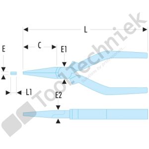 Facom platbektang, bekleed 16cm