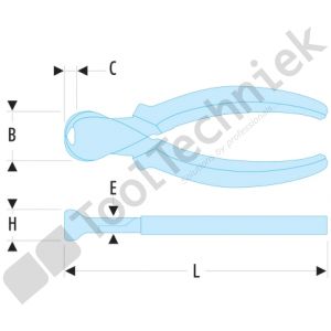 Facom kopkniptang pianodraad, bekleed 16cm