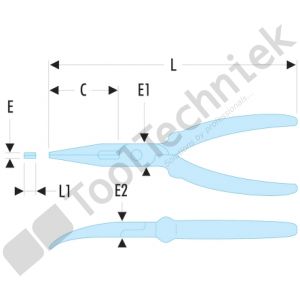 Facom tang met gebogen bekken, bekleed 16cm