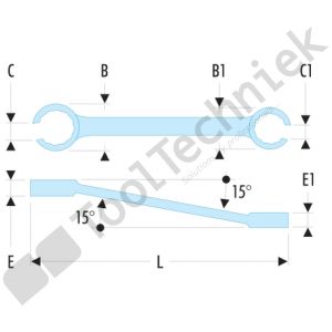 Facom open ringsleutel, 15 gebogen 11/16x3/4