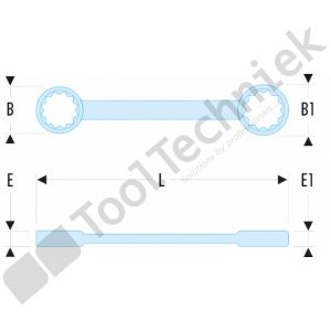 Facom lange verdiepte ringsleutels 15 gebogenebogen 10 x 11mm