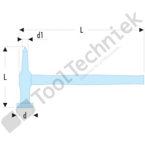 Facom hamer met rechte hamerpen en ronde, platte k