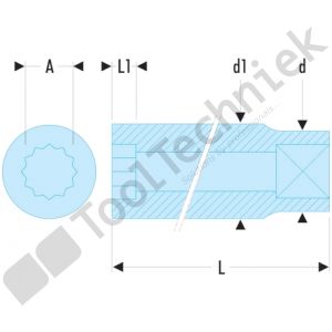 Facom doppen 3/8 12 kant 15/16