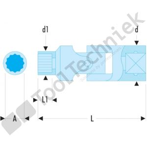 Facom scharnier doppen 3/8 12 kant 7/16