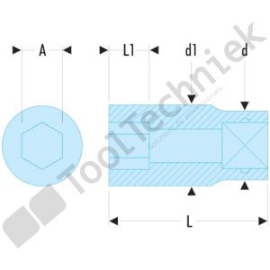 Facom doppen 3/4 6 kant 19 mm