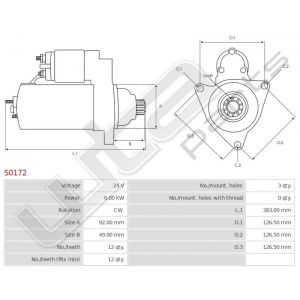 Starter 24V 6KW 12T CW