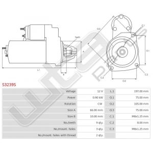 Starter 12V 0.9KW 9T