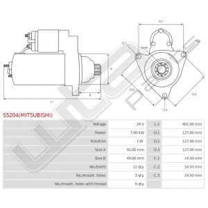 Starter Mitsubishi origineel 24V 7KW