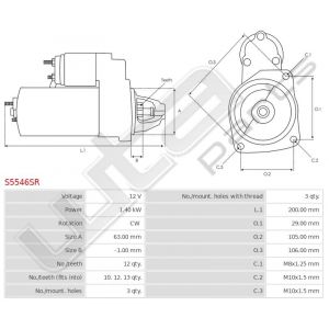 Starter Mitsubishi gereviseerd 12V