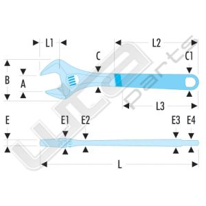 Facom verstelbare moersleutel, gefosfateerd,bekle