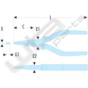 Facom platbektang, geisoleerd 16cmlt