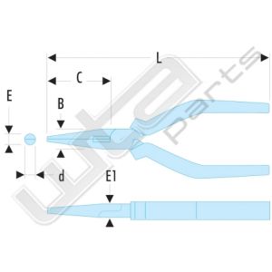 Facom tang met gebogen bekken, pvc 16cm