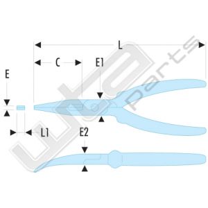 Facom tang met gebogen bekken, bekleed 16cm