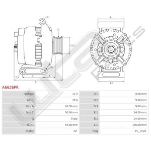 Dynamo gereviseerd Denso 12V 70A