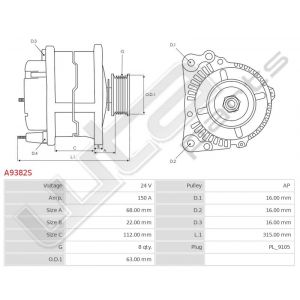 Dynamo 24V 150A