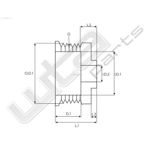 Pulley 6gr. 54.40x25.50x17.30 17mm