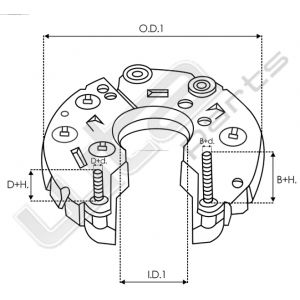 Gelijkrichter M6x1.0 8 diodes 65mm