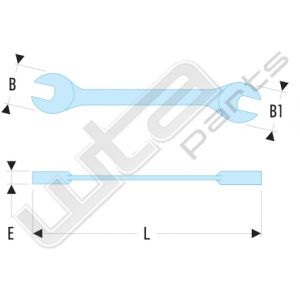 Facom steeksleutel 15 gebogen, metrisch 10x11h 10x11mm