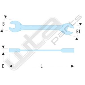 Facom steeksleutel 15 gebogen, metrisch 12x13h 12x13mm