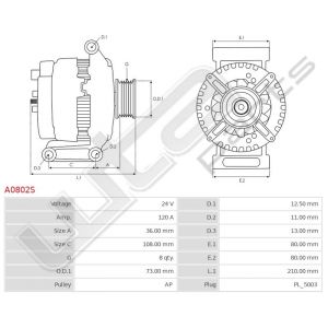 Dynamo 24V 120A