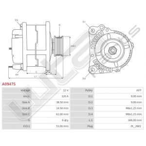 Dynamo 12V 120A