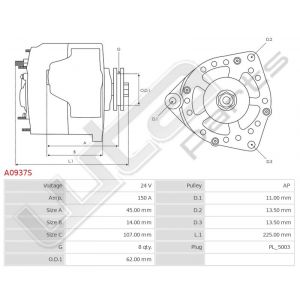 Dynamo 24V 150A